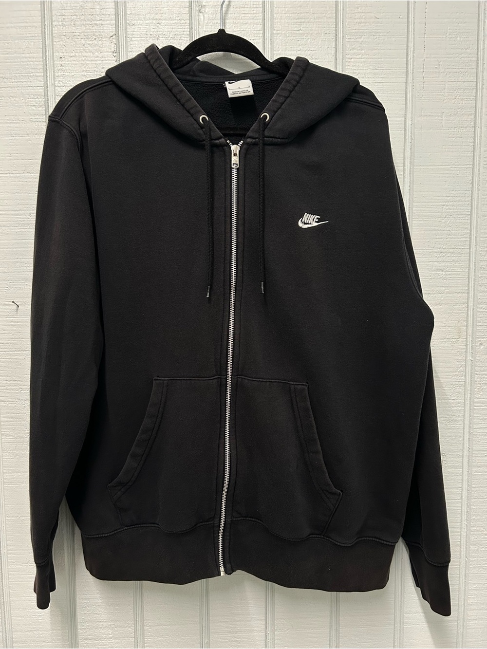 Nike Black Full-Zip Hooded Sweatshirt with White Logo